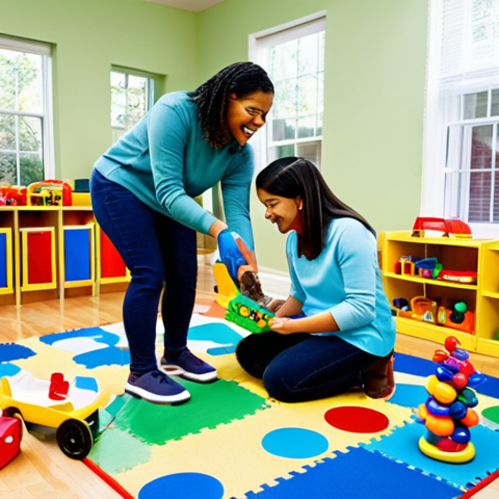 아이의 사회성 기르기 - ** A brightly colored, family-friendly playroom filled with children of diverse backgrounds playing ...